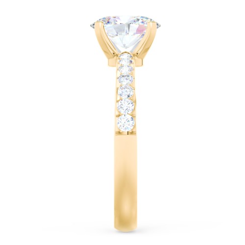 Engagement Ring with Graduated Side Stones – 10K Yellow Gold with Lab Diamond