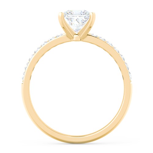 Engagement Ring with Graduated Side Stones – 10K Yellow Gold with Lab Diamond