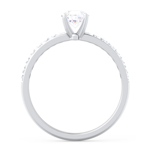 Engagement Ring with Graduated Side Stones – 14K White Gold with Lab Diamond