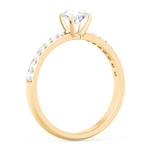 Engagement Ring with Graduated Side Stones – 10K Yellow Gold with Lab Diamond