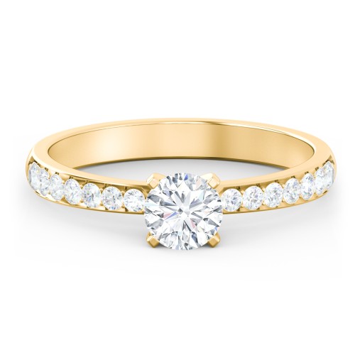 Engagement Ring with Graduated Side Stones – 10K Yellow Gold with Lab Diamond