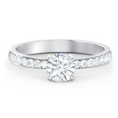 Engagement Ring with Graduated Side Stones – 14K White Gold with Lab Diamond