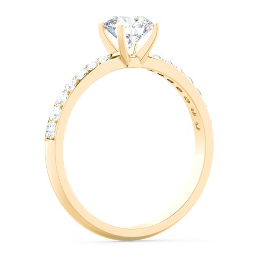 Engagement Ring with Graduated Side Stones – 10K Yellow Gold with Lab Diamond