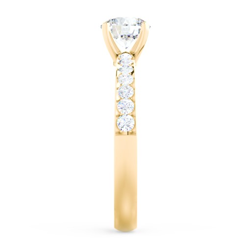 Engagement Ring with Graduated Side Stones – 10K Yellow Gold with Lab Diamond