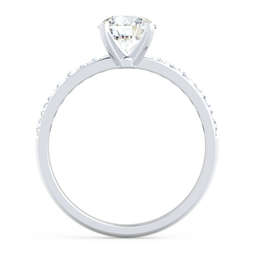 Engagement Ring with Graduated Side Stones – 14K White Gold with Lab Diamond