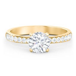 Engagement Ring with Graduated Side Stones in 10K Solid Yellow Gold