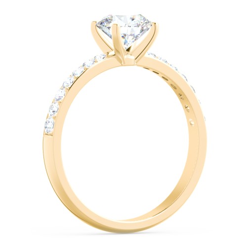 Engagement Ring with Graduated Side Stones – 10K Yellow Gold with Lab Diamond