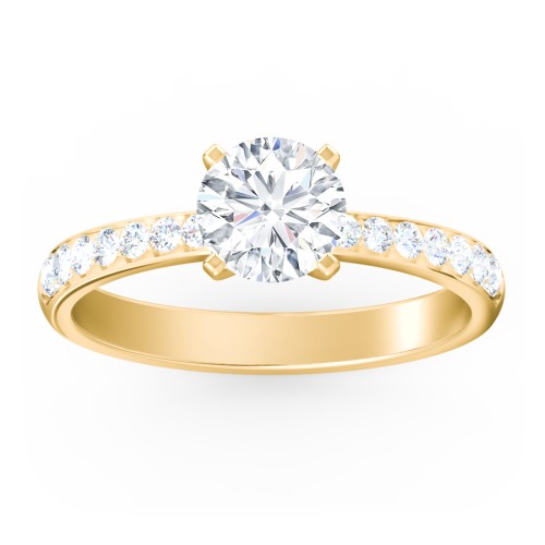 Engagement Ring with Graduated Side Stones – 10K Yellow Gold with Lab Diamond