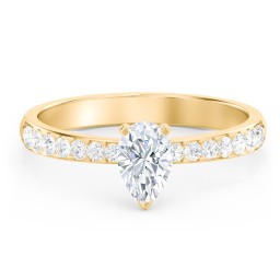 Engagement Ring with Graduated Side Stones in 10K Solid Yellow Gold