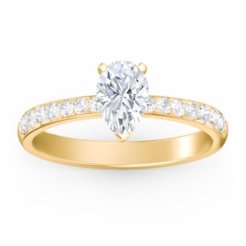Engagement Ring with Graduated Side Stones – 10K Yellow Gold with Lab Diamond