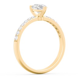 Engagement Ring with Graduated Side Stones in 10K Solid Yellow Gold