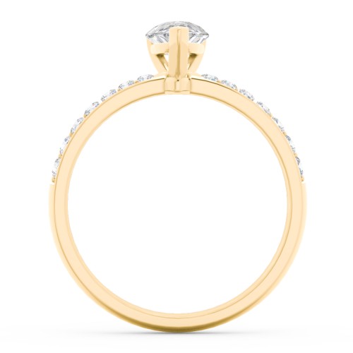 Engagement Ring with Graduated Side Stones – 10K Yellow Gold with Lab Diamond