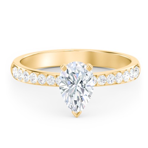 Engagement Ring with Graduated Side Stones – 10K Yellow Gold with Lab Diamond