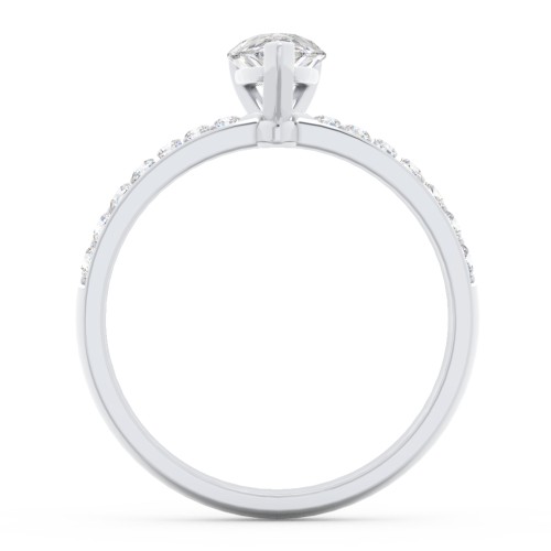 Engagement Ring with Graduated Side Stones – 14K White Gold with Lab Diamond