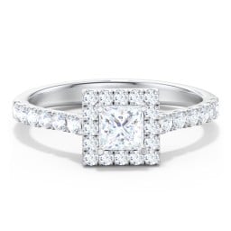 Diamond Halo Engagement Ring Micro-Pavé Accents