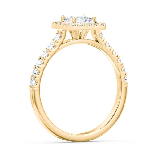 Diamond Halo Engagement Ring Micro-Pavé Accents – 10K Yellow Gold with Lab Diamond
