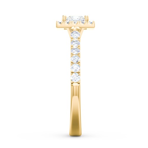 Diamond Halo Engagement Ring Micro-Pavé Accents – 10K Yellow Gold with Lab Diamond