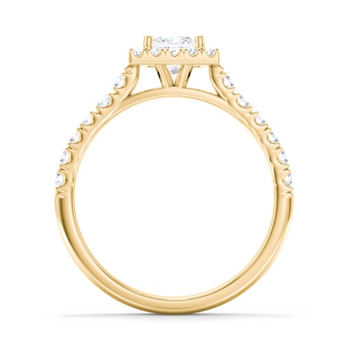 Diamond Halo Engagement Ring Micro-Pavé Accents – 10K Yellow Gold with Lab Diamond
