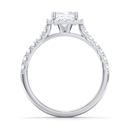 Diamond Halo Engagement Ring Micro-Pavé Accents – 14K White Gold with Lab Diamond