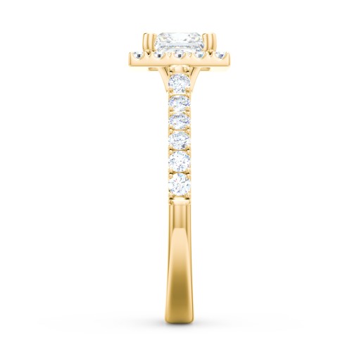Diamond Halo Engagement Ring Micro-Pavé Accents – 10K Yellow Gold with Lab Diamond