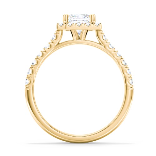 Diamond Halo Engagement Ring Micro-Pavé Accents – 10K Yellow Gold with Lab Diamond