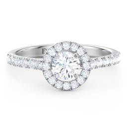 Diamond Halo Engagement Ring Micro-Pavé Accents