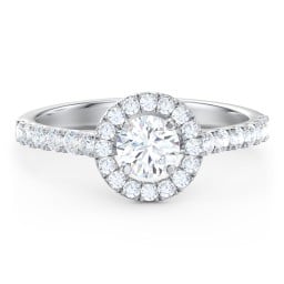 Diamond Halo Engagement Ring Micro-Pavé Accents