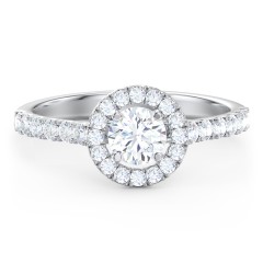 Diamond Halo Engagement Ring Micro-Pavé Accents – 14K White Gold with Lab Diamond