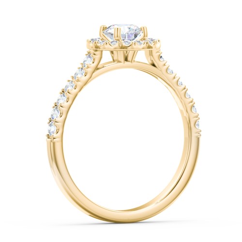 Diamond Halo Engagement Ring Micro-Pavé Accents – 10K Yellow Gold with Lab Diamond