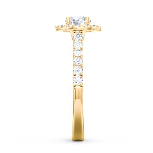 Diamond Halo Engagement Ring Micro-Pavé Accents – 10K Yellow Gold with Lab Diamond