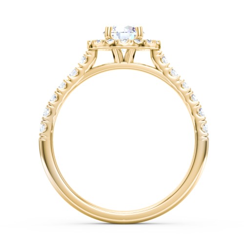 Diamond Halo Engagement Ring Micro-Pavé Accents – 10K Yellow Gold with Lab Diamond