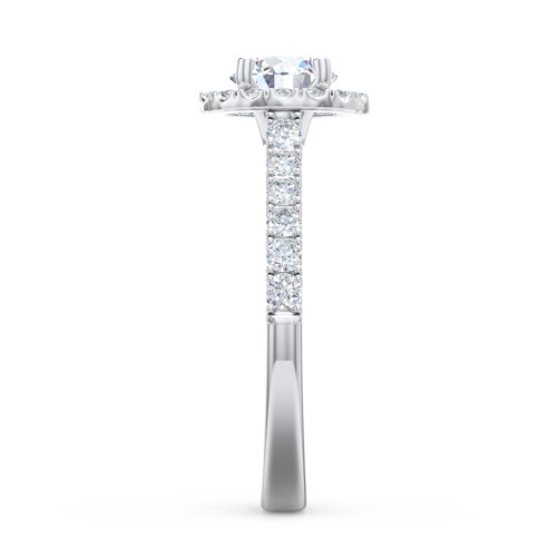 Diamond Halo Engagement Ring Micro-Pavé Accents – 14K White Gold with Lab Diamond