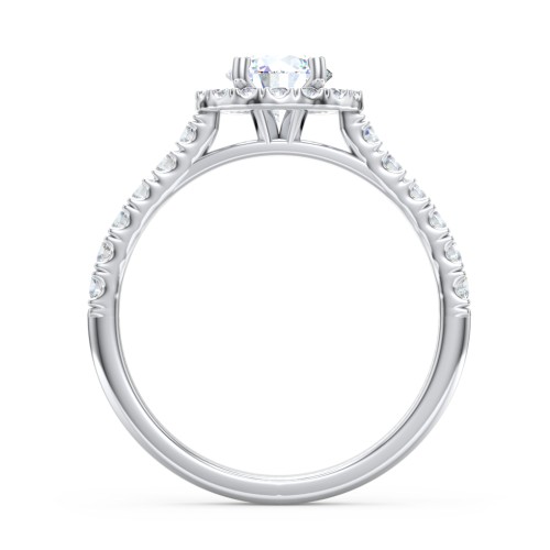 Diamond Halo Engagement Ring Micro-Pavé Accents – 14K White Gold with Lab Diamond