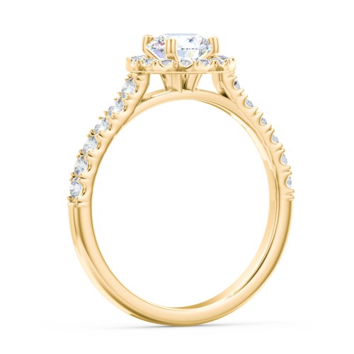 Diamond Halo Engagement Ring Micro-Pavé Accents – 10K Yellow Gold with Lab Diamond