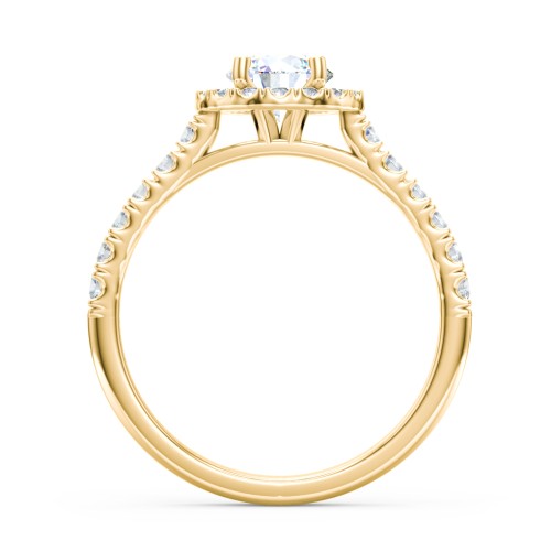 Diamond Halo Engagement Ring Micro-Pavé Accents – 10K Yellow Gold with Lab Diamond