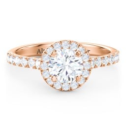 Diamond Halo Engagement Ring Micro-Pavé Accents