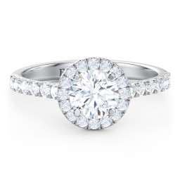 Diamond Halo Engagement Ring Micro-Pavé Accents