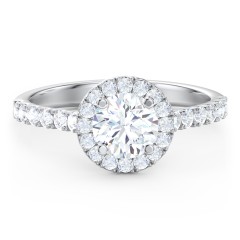 Diamond Halo Engagement Ring Micro-Pavé Accents – 14K White Gold with Lab Diamond