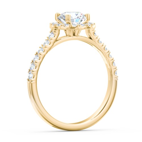 Diamond Halo Engagement Ring Micro-Pavé Accents – 10K Yellow Gold with Lab Diamond