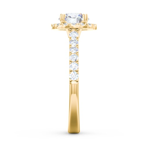 Diamond Halo Engagement Ring Micro-Pavé Accents – 10K Yellow Gold with Lab Diamond