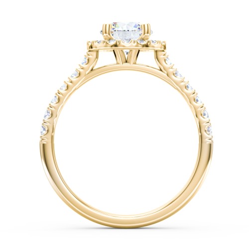 Diamond Halo Engagement Ring Micro-Pavé Accents – 10K Yellow Gold with Lab Diamond