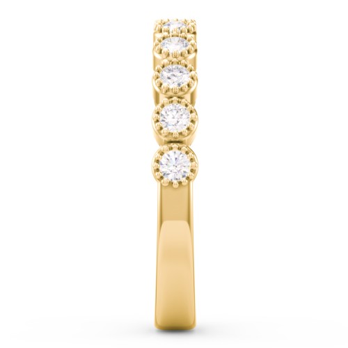 Vintage Half Eternity Diamond Band with Milgrain – 10K Yellow Gold with Diamond