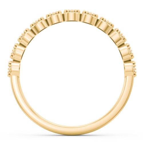 Vintage Half Eternity Diamond Band with Milgrain – 10K Yellow Gold with Diamond