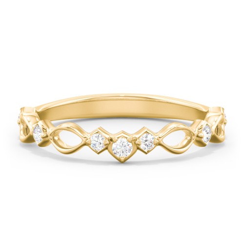 Modern Twisted Band with Diamond Accents – 10K Yellow Gold with Diamond