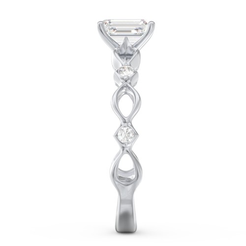 Modern Diamond Twisted Band Ring with Accents – 14K White Gold with Diamond