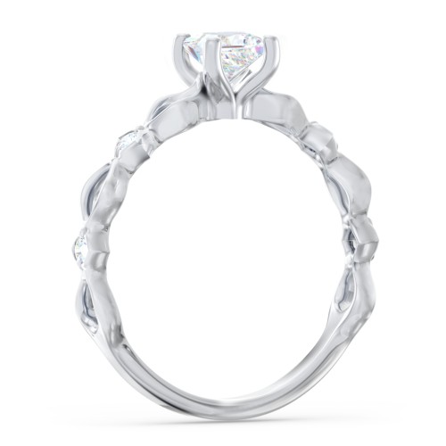 Modern Diamond Twisted Band Ring with Accents – 14K White Gold with Diamond