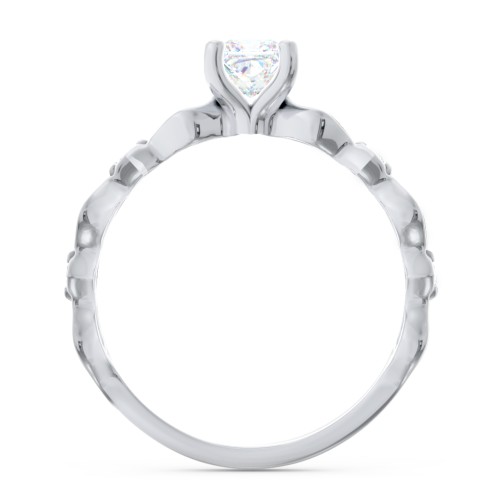 Modern Diamond Twisted Band Ring with Accents – 14K White Gold with Diamond