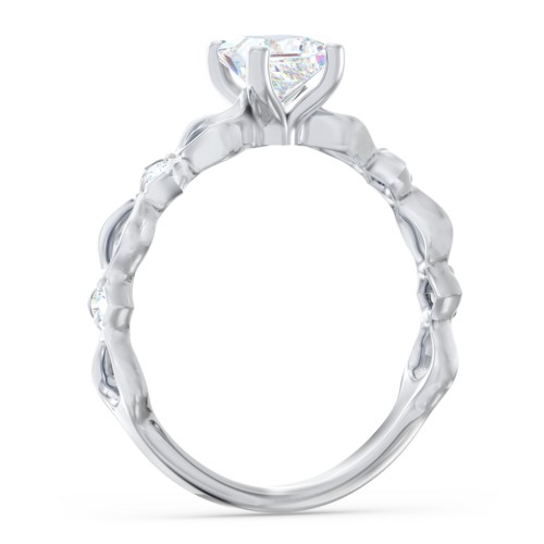 Modern Diamond Twisted Band Ring with Accents – 14K White Gold with Diamond