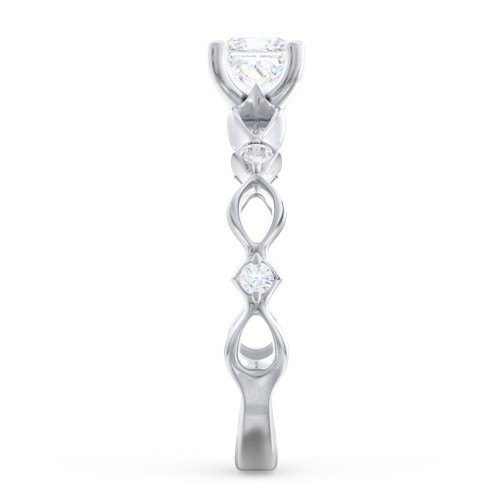 Modern Diamond Twisted Band Ring with Accents – 14K White Gold with Diamond