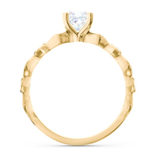 Modern Diamond Twisted Band Ring with Accents – 10K Yellow Gold with Diamond